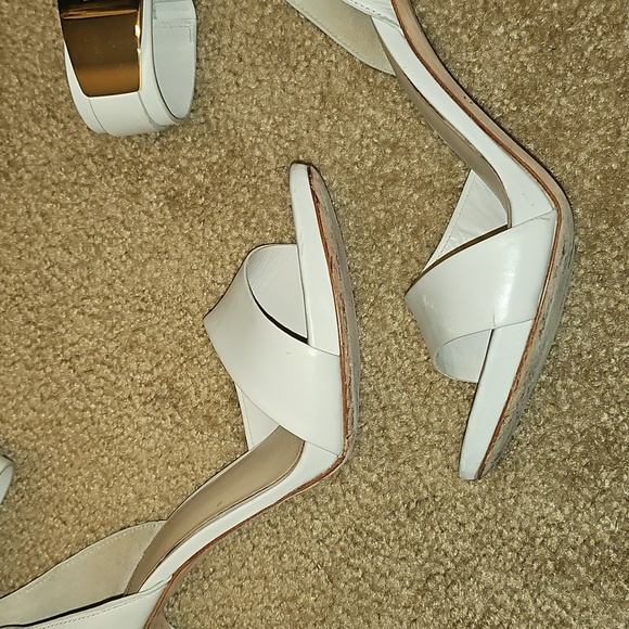 Marciano Elegant White High Heels with Gold Accents - Picture 9 of 12